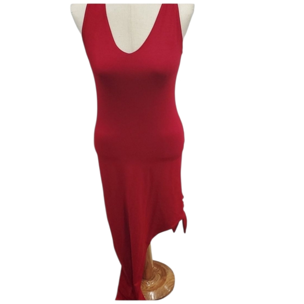 NWT 🔥 Red Backless Bodycon Dress | Asymmetrical Cut | Size M
